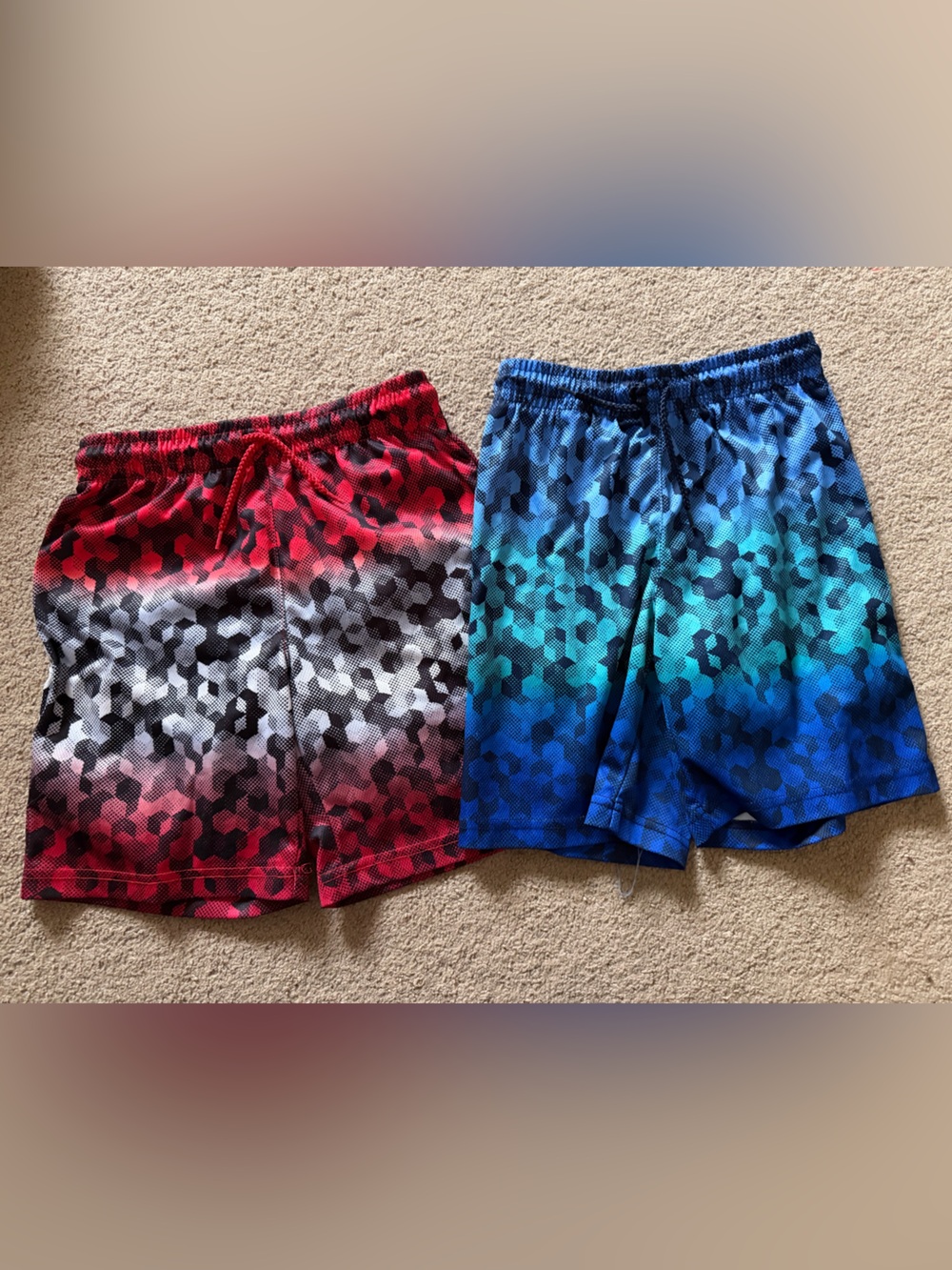 Dual Pack Boys' Active Shorts - Red & Blue Camo